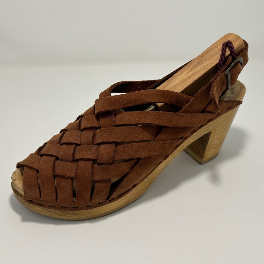 No.6 Rare woven leather peep-toe sling back clog sandal. Size 39 - Picture 2 of 8